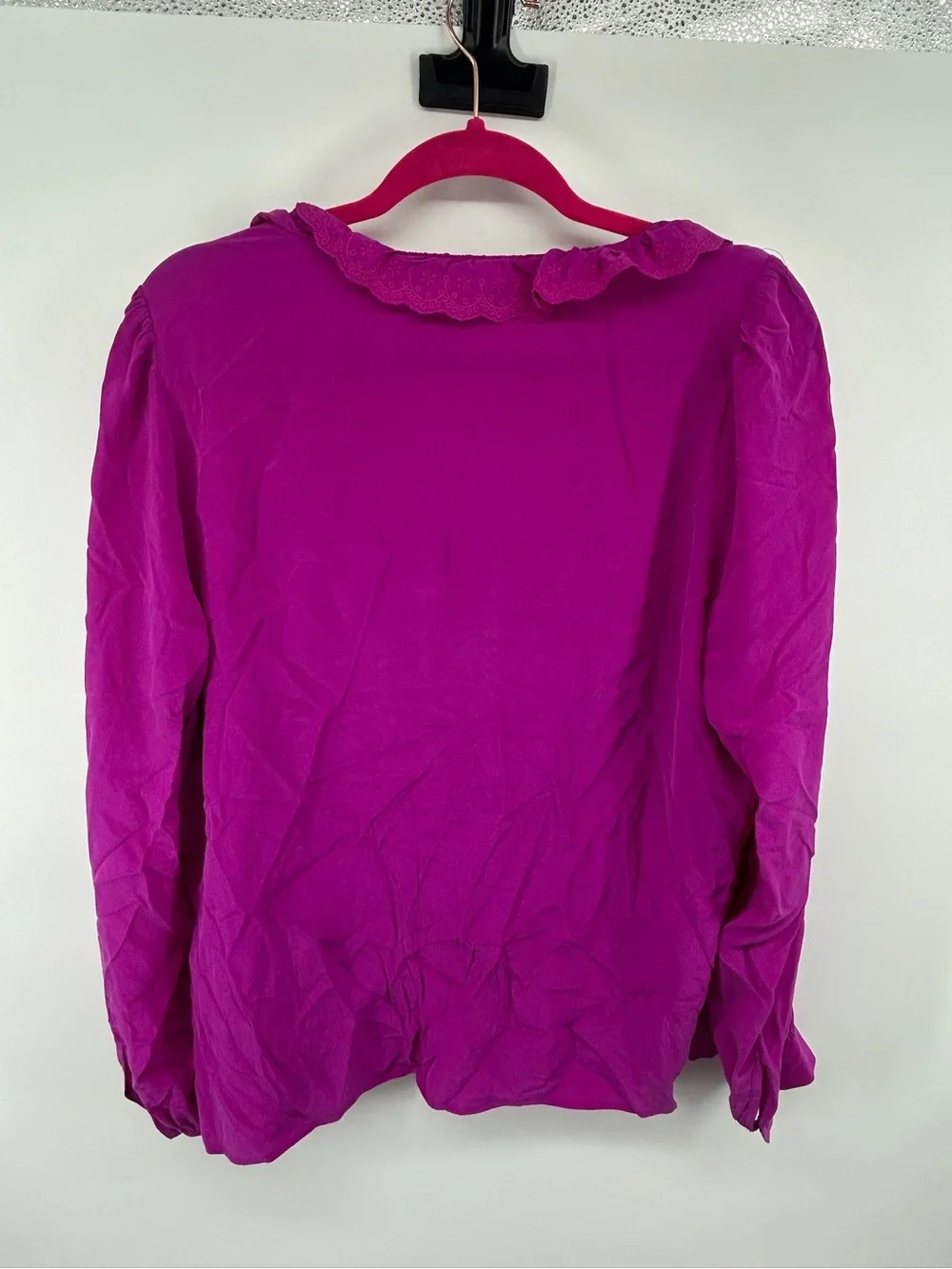 Sezane Purple Ruffled V-Neck Blouse